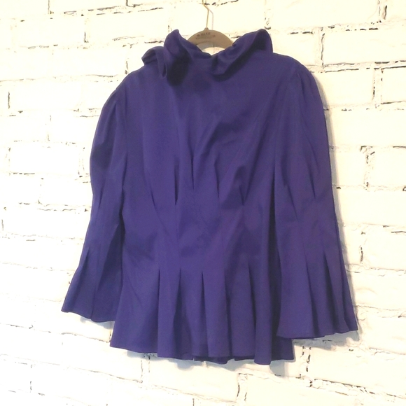 Royal purple joseph rip-off statement blouse with diamond buttons size 12 - Picture 5 of 6